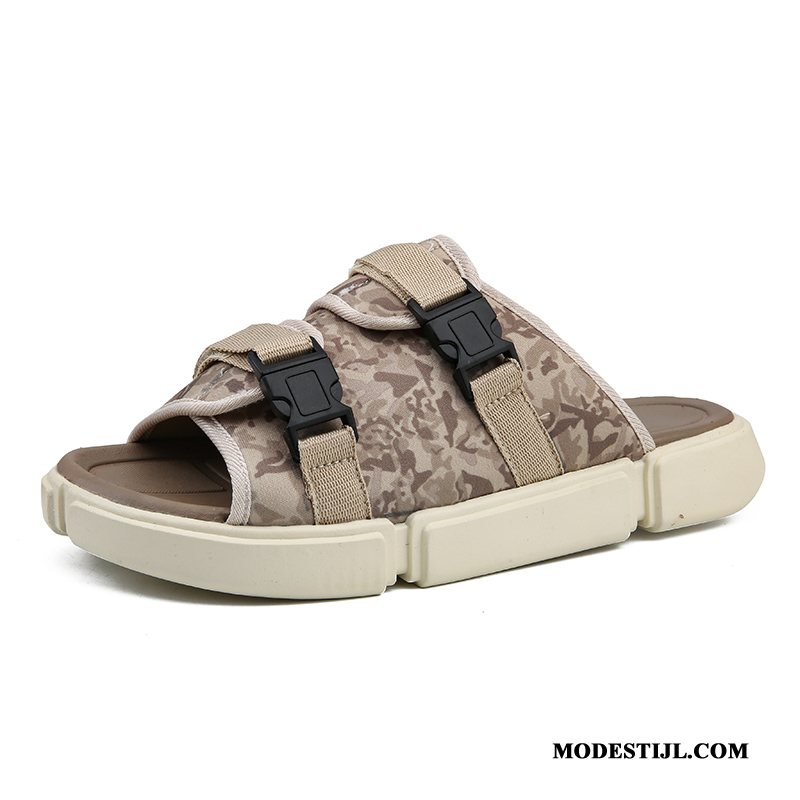 Heren Pantoffels Online Outdoor Bovenkleding Mannen Sandaal Persoonlijk Zandkleur Rood Beige