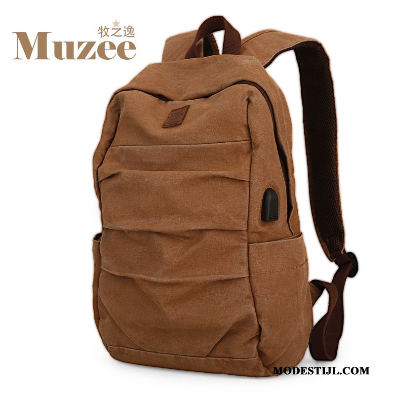 Heren Rugzak Kopen Tas Trend Casual Persoonlijkheid Eenvoudig Kaki