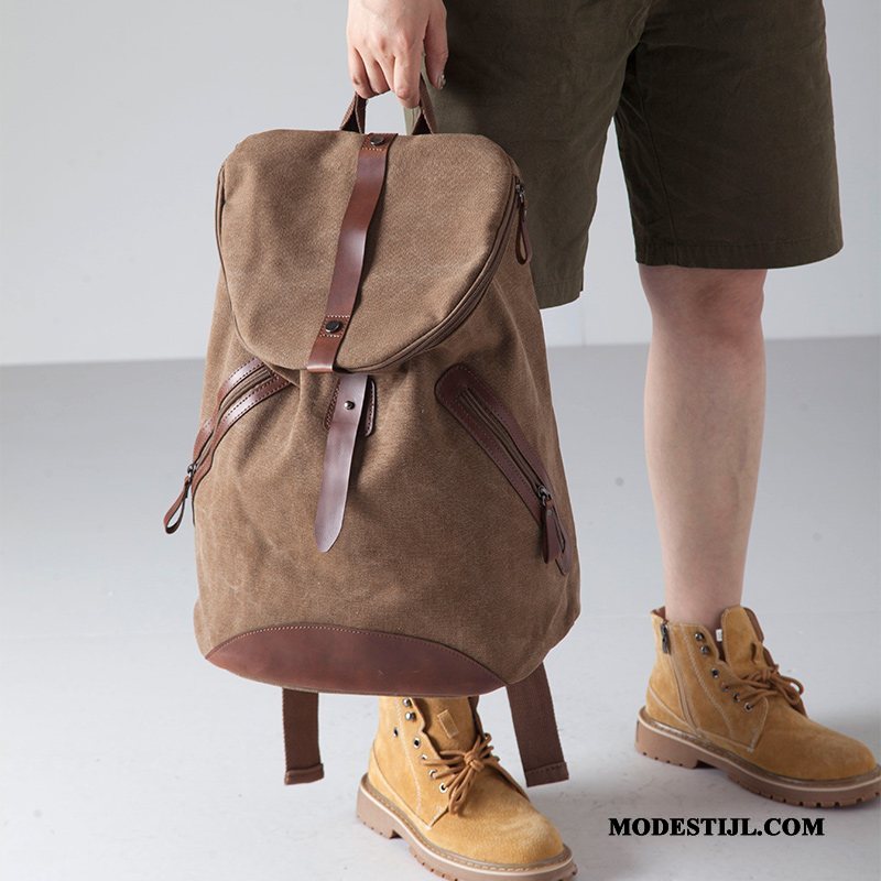 Heren Rugzak Online Mannen Mode Schooltas Reizen Casual Bruine