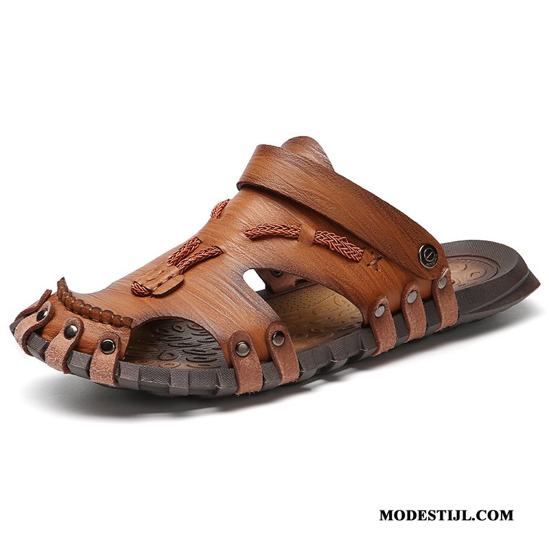 Heren Sandalen Goedkoop Grote Maten Kant Zomer Trend Casual Zandkleur Geel