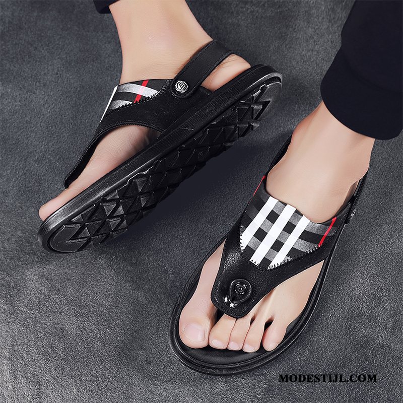 Heren Sandalen Goedkoop Trend Pantoffels Bovenkleding Europa Slipper Rood Zwart