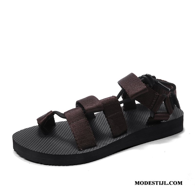 Heren Sandalen Kopen 2019 Trend Ademende Pantoffels Antislip Zandkleur Bruine