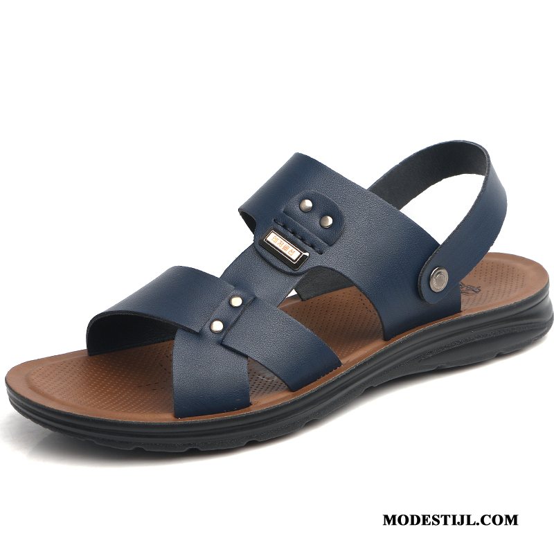 Heren Sandalen Kopen Casual Dikke Zool Mannen Sandaal Ademende Blauw Zandkleur