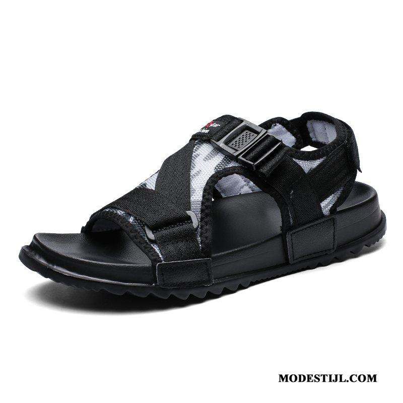 Heren Sandalen Kopen Mode Schoenen Trend Sandaal Bovenkleding Zandkleur Zwart