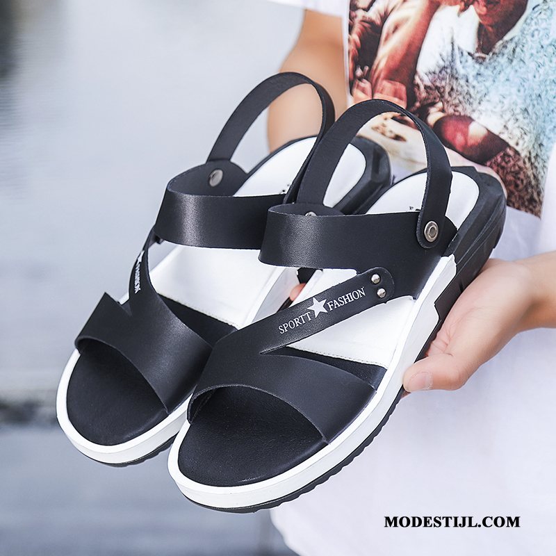 Heren Sandalen Korting Bovenkleding Zomer Mode Trend Pantoffels Zandkleur Zwart