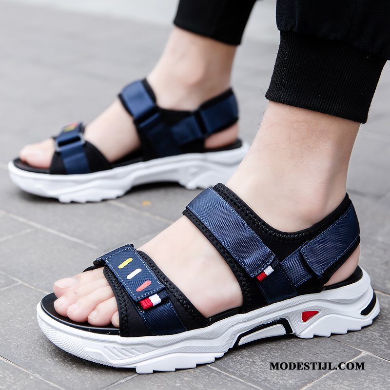 Heren Sandalen Korting Student Zomer Trend Sandaal Sportschoenen Blauw Zandkleur Zwart