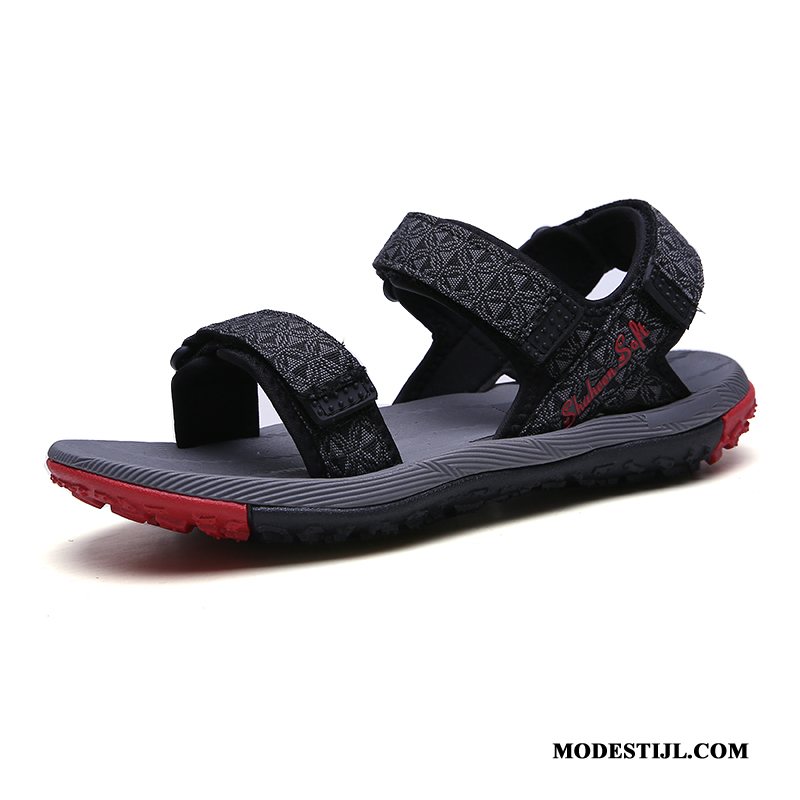 Heren Sandalen Online Mannen Zomer Tiener Antislip Sport Zandkleur Zwart