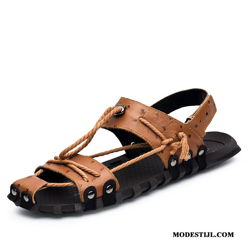 Heren Sandalen Sale Antislip Grote Maten Mannen Schoenen Outdoor Zandkleur Bruine