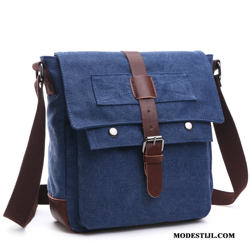 Heren Schoudertas Korting Rugzak Trend Canvas Verticaal Mannen Blauw