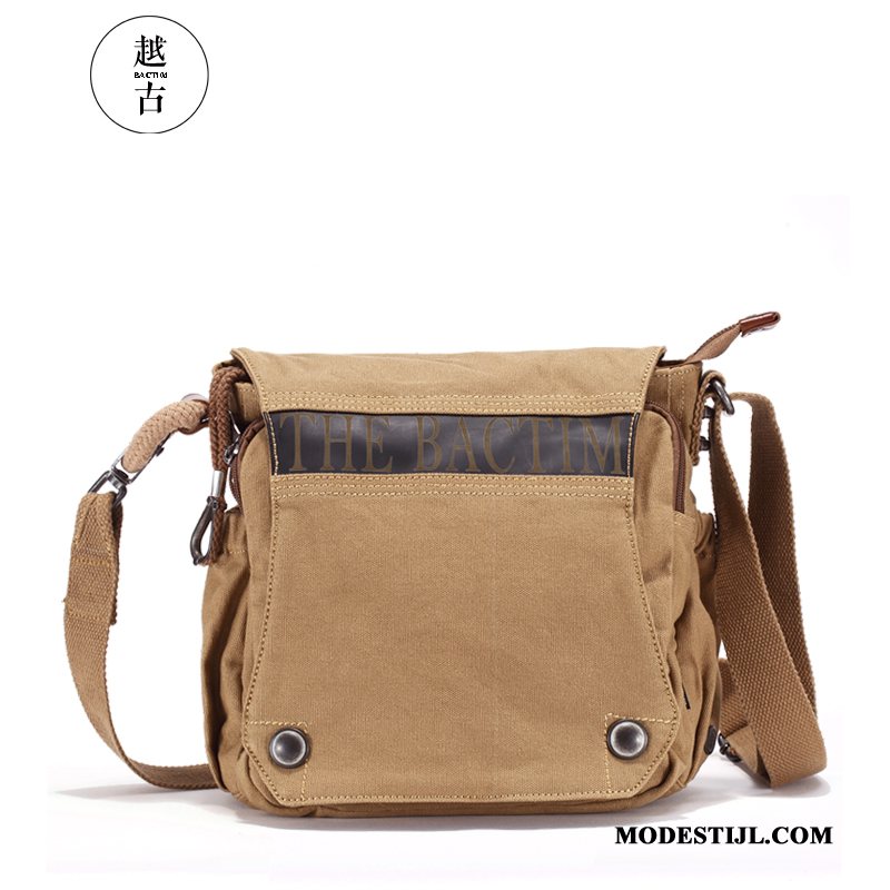 Heren Schoudertas Winkel Messenger Tas Mannen Vintage Casual Trend Kaki