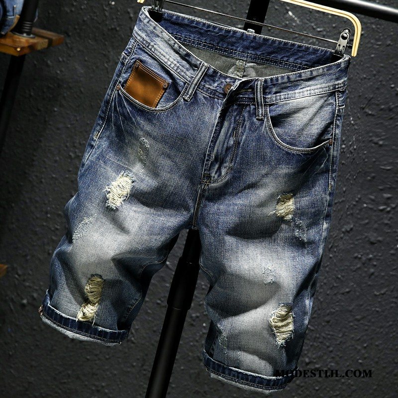 Heren Shorts Kopen Mannen Korte Broek Gaten Denim Zomer Blauw Licht