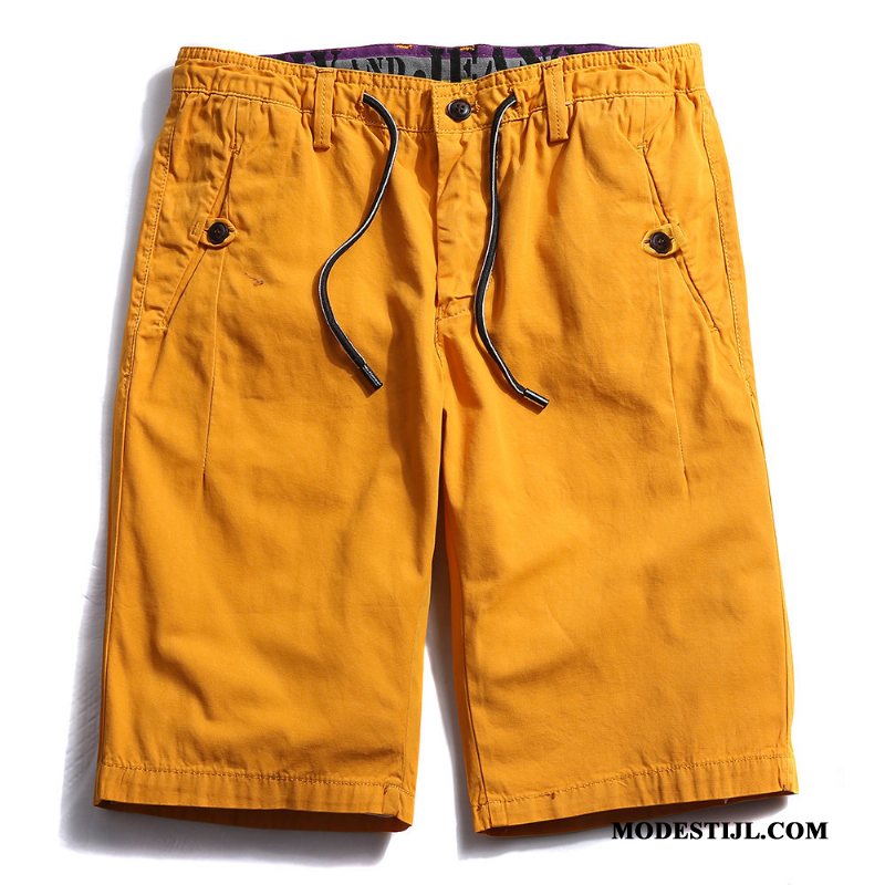 Heren Shorts Korting Katoen Cargo Korte Broek Slim Fit Zomer Rode Wijn Oranje Zandkleur Geel