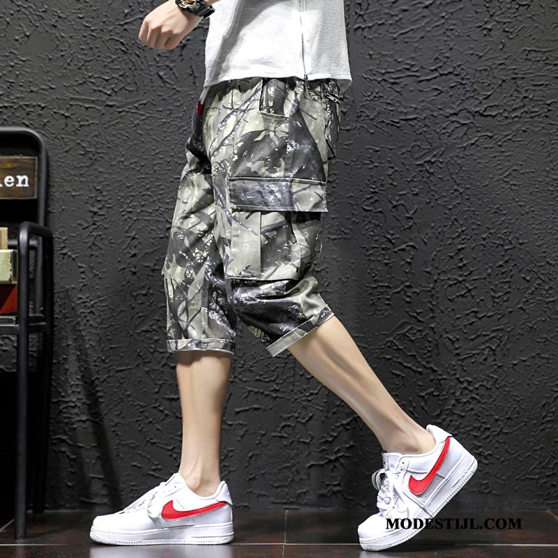 Heren Shorts Online Cargo Dun Trend Korte Broek Mannen Camouflage Groen