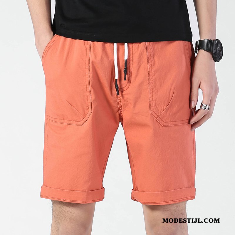 Heren Shorts Sale Korte Broek Casual Trend Mannen Katoen Oranje Zandkleur