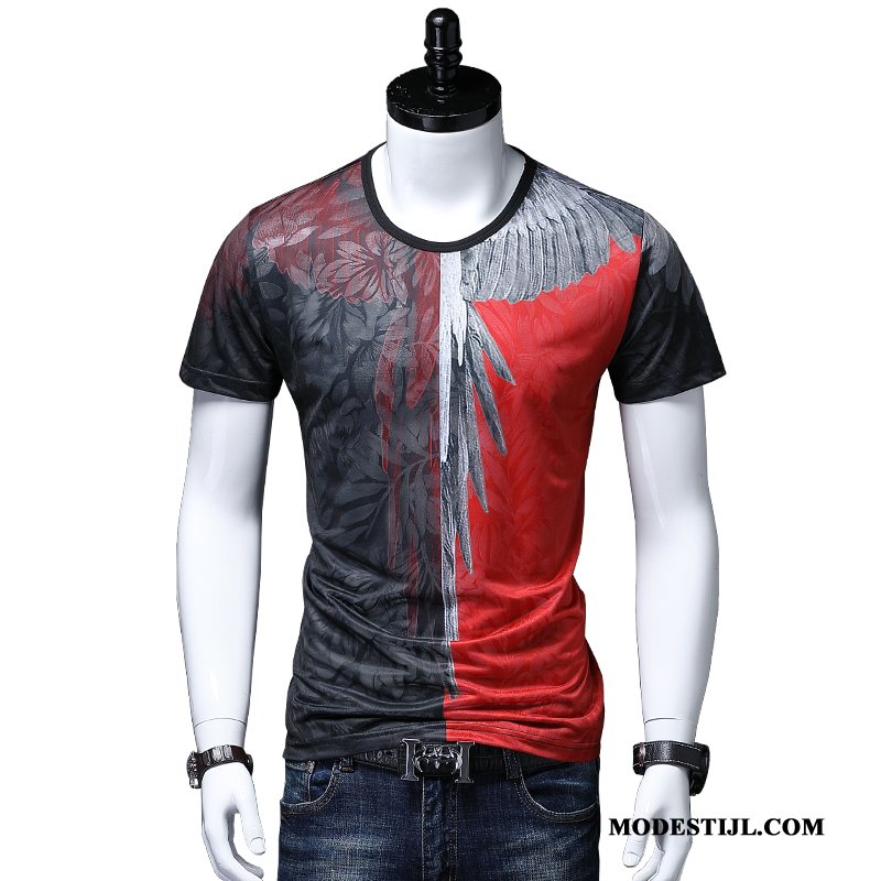 Heren T-shirts Online Vleugel Verbinding Patroon Persoonlijk Bedrukken Rood