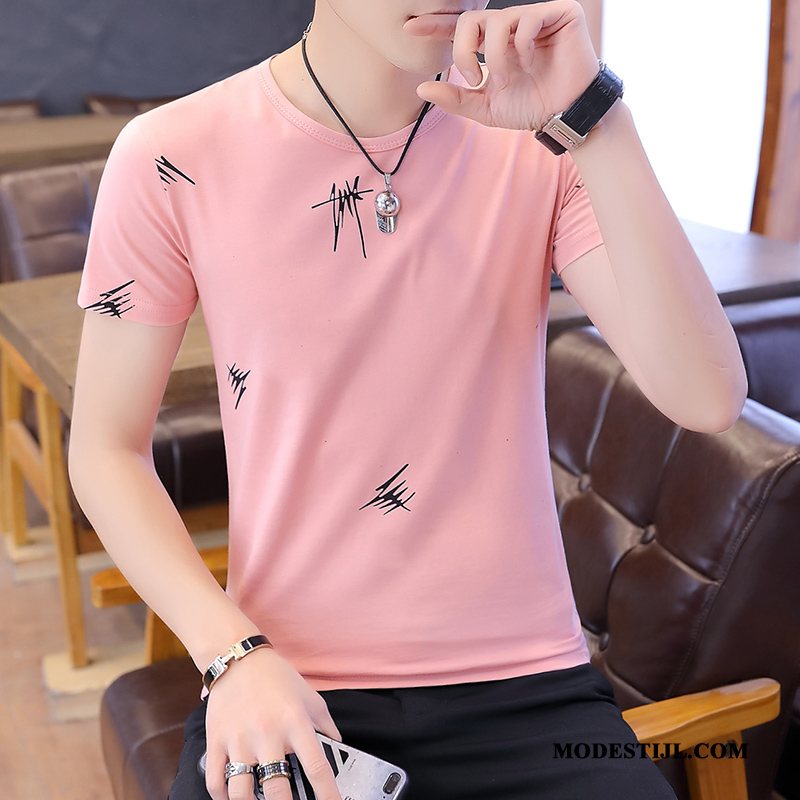 Heren T-shirts Sale 2019 Losse Mannen Halve Mouw Trend Roze