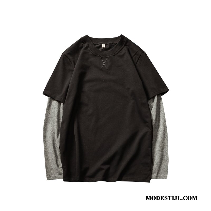 Heren T-shirts Winkel Pullover Trendy Merk Lange Mouwen Onderhemd Jeugd Zwart