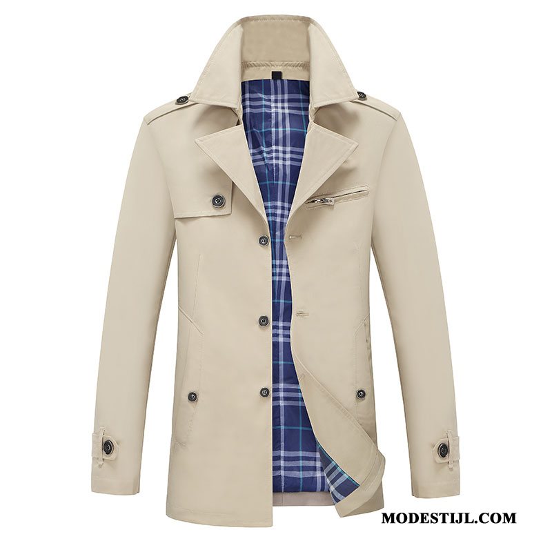 Heren Trenchcoat Korting Stad Casual Brits Mannen Trend Beige