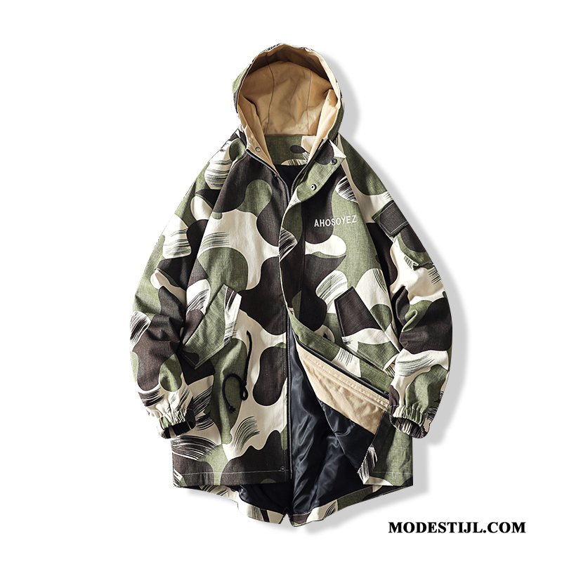 Heren Trenchcoat Online Lang Groot Jas Jasje Vet Camouflage