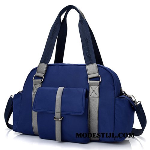 Heren Wandelrugzak Sale Casual Nylon Canvas Tas Handtas Blauw