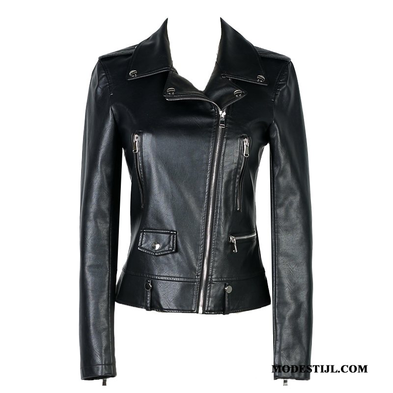 Dames Leren Jassen Sale Kort Motorfiets Jack Echt Leer Schapenleer Zwart Dames Leren Jassen Sale Kort Motorfiets Jack Echt Leer Schapenleer Zwart