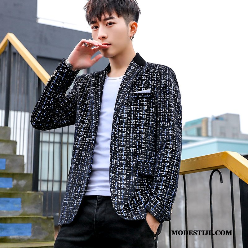 Heren Blazer Sale Mode Mannen Pak Mooi Geruit Zwart Heren Blazer Sale Mode Mannen Pak Mooi Geruit Zwart
