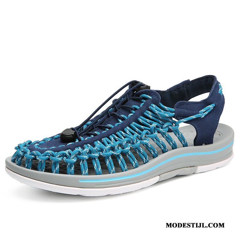 Heren Sandalen Goedkoop Casual Rome Schoenen Zomer Sandaal Blauw Zandkleur Heren Sandalen Goedkoop Casual Rome Schoenen Zomer Sandaal Blauw Zandkleur